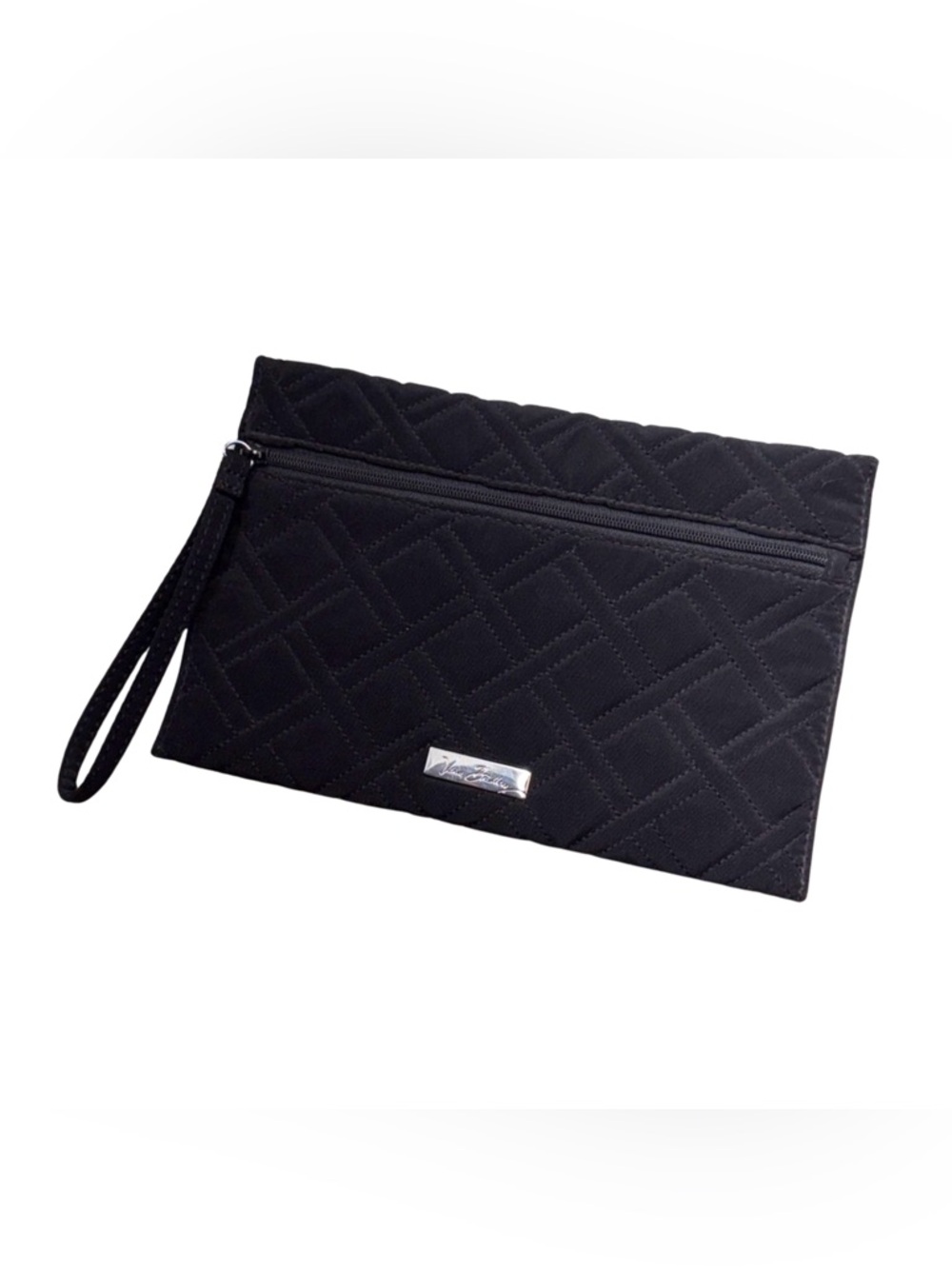 Vera Bradley Black Quilted Wristlet Clutch | Geometric Interior | EUC | Retired